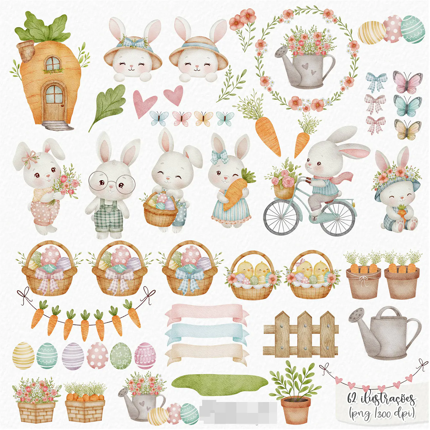 Kit Digital Páscoa Jardim em Png  3