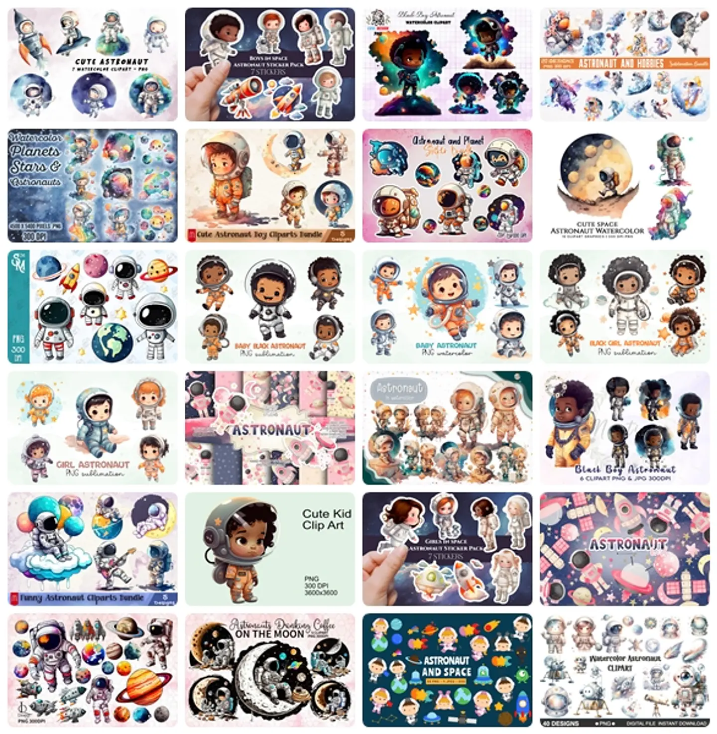 Kit Digital Mega Pacote Astronauta em Png 1