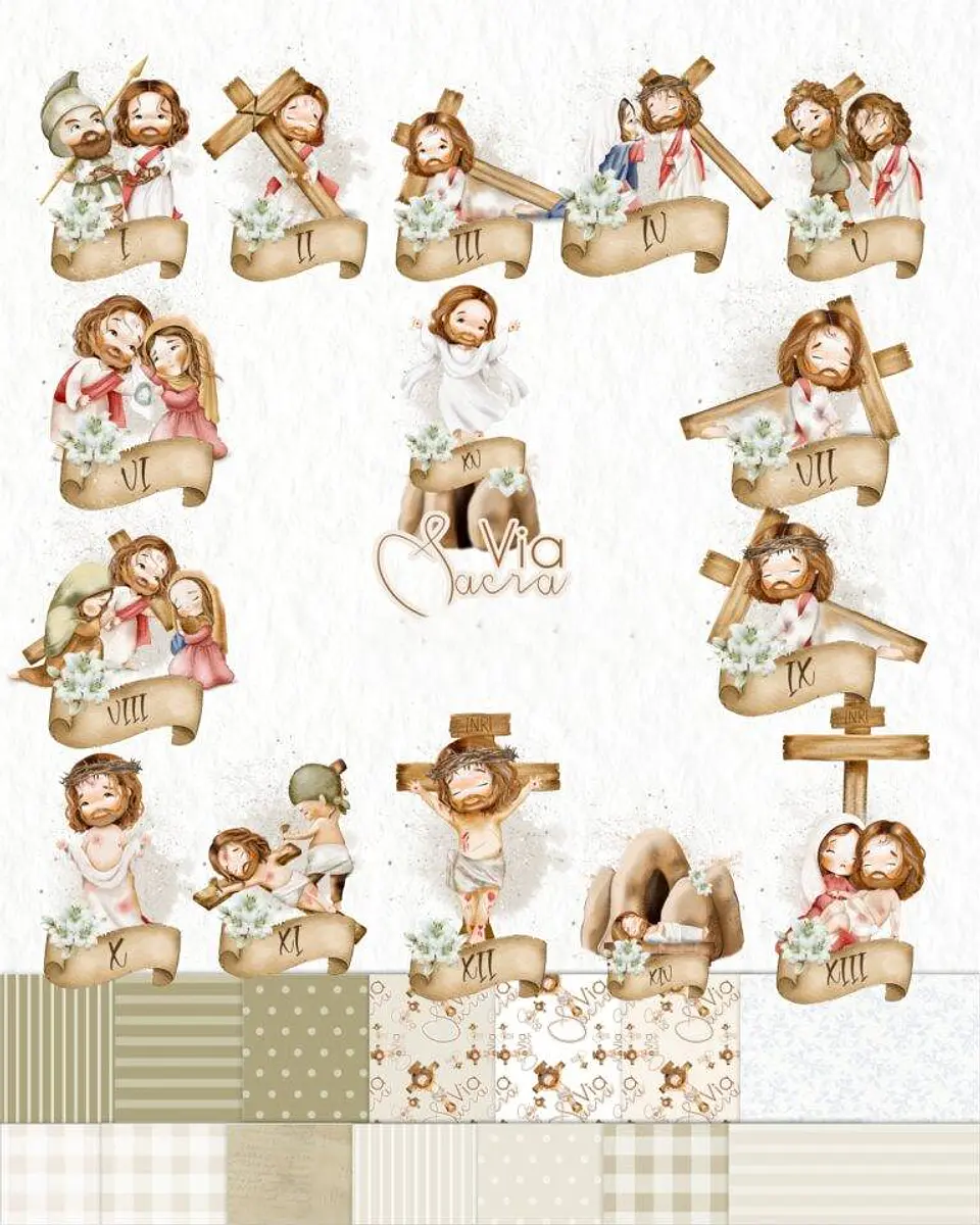 Kit Digital Via Sacra Aquarela em Png  2