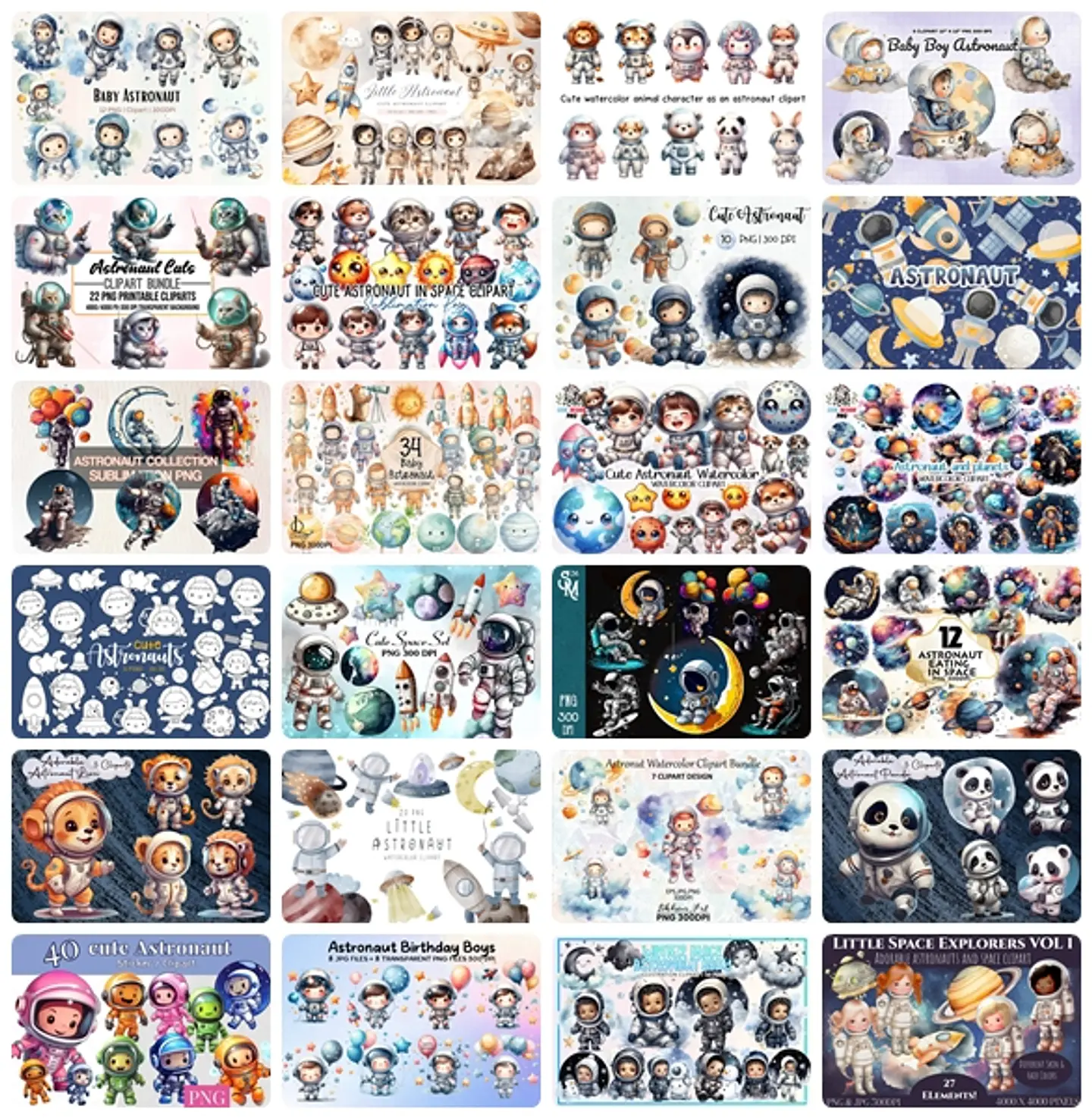 Kit Digital Mega Pacote Astronauta em Png 2