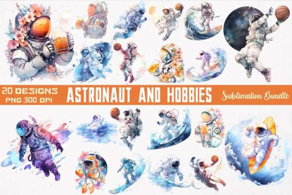 Kit Digital Mega Pacote Astronauta em Png 10