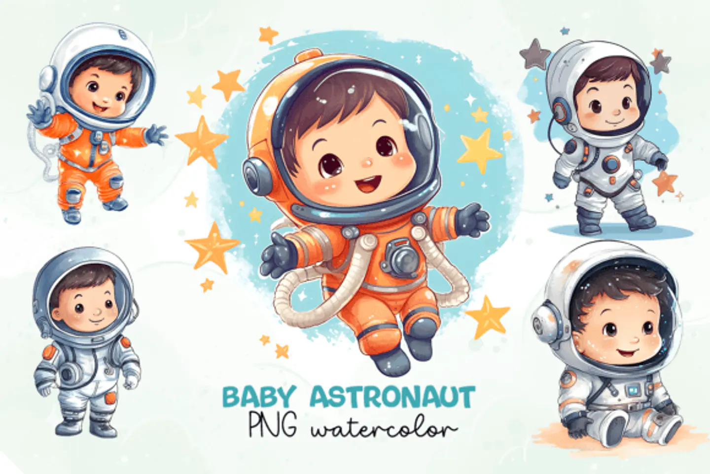 Kit Digital Mega Pacote Astronauta em Png 11