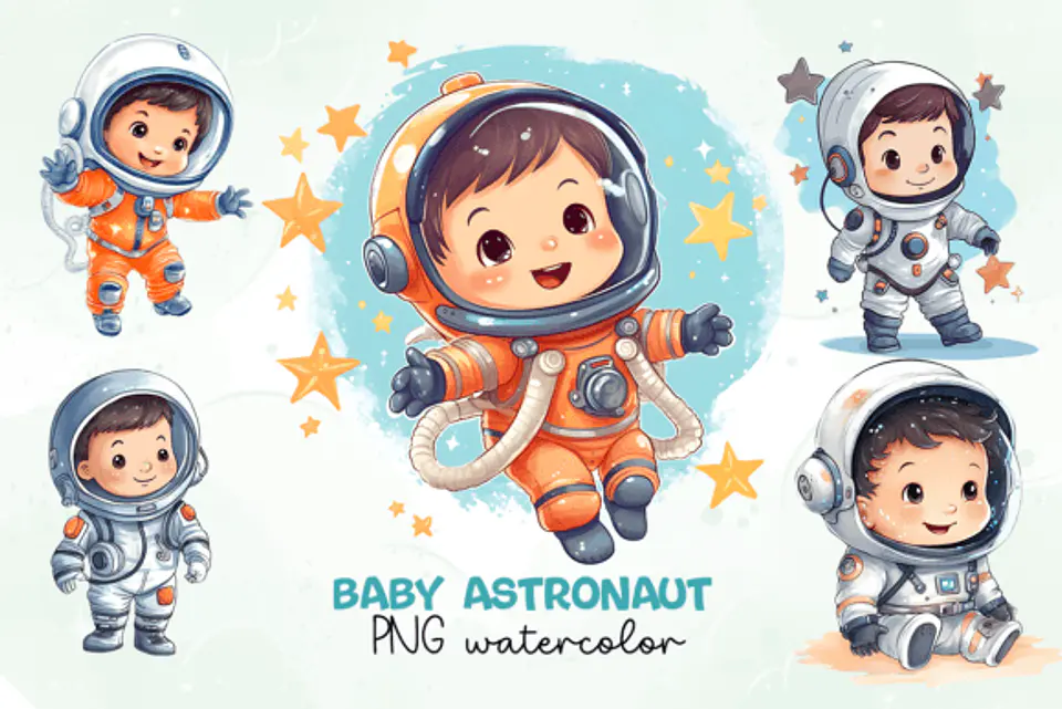 Kit Digital Mega Pacote Astronauta em Png 11