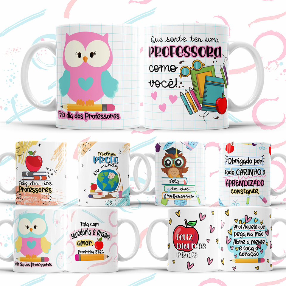 20 Arte para Caneca Camisa e Capa Agenda Dia dos Professores Arquivo Editável 3