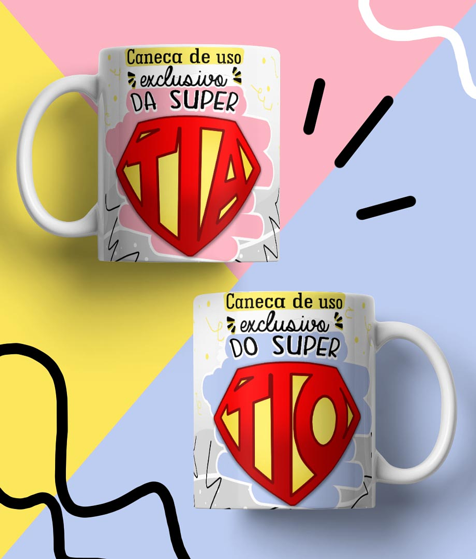 20 Arte para Caneca Supers Familia Arquivo em Jpg 5