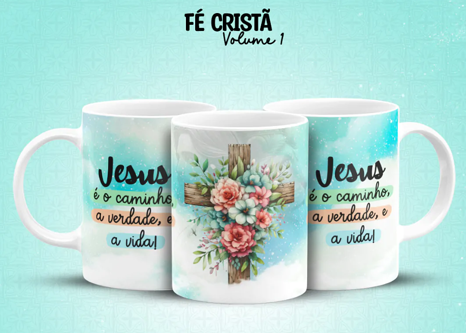 10 Arte para Caneca Fé Cristã Arquivo em Jpg 8