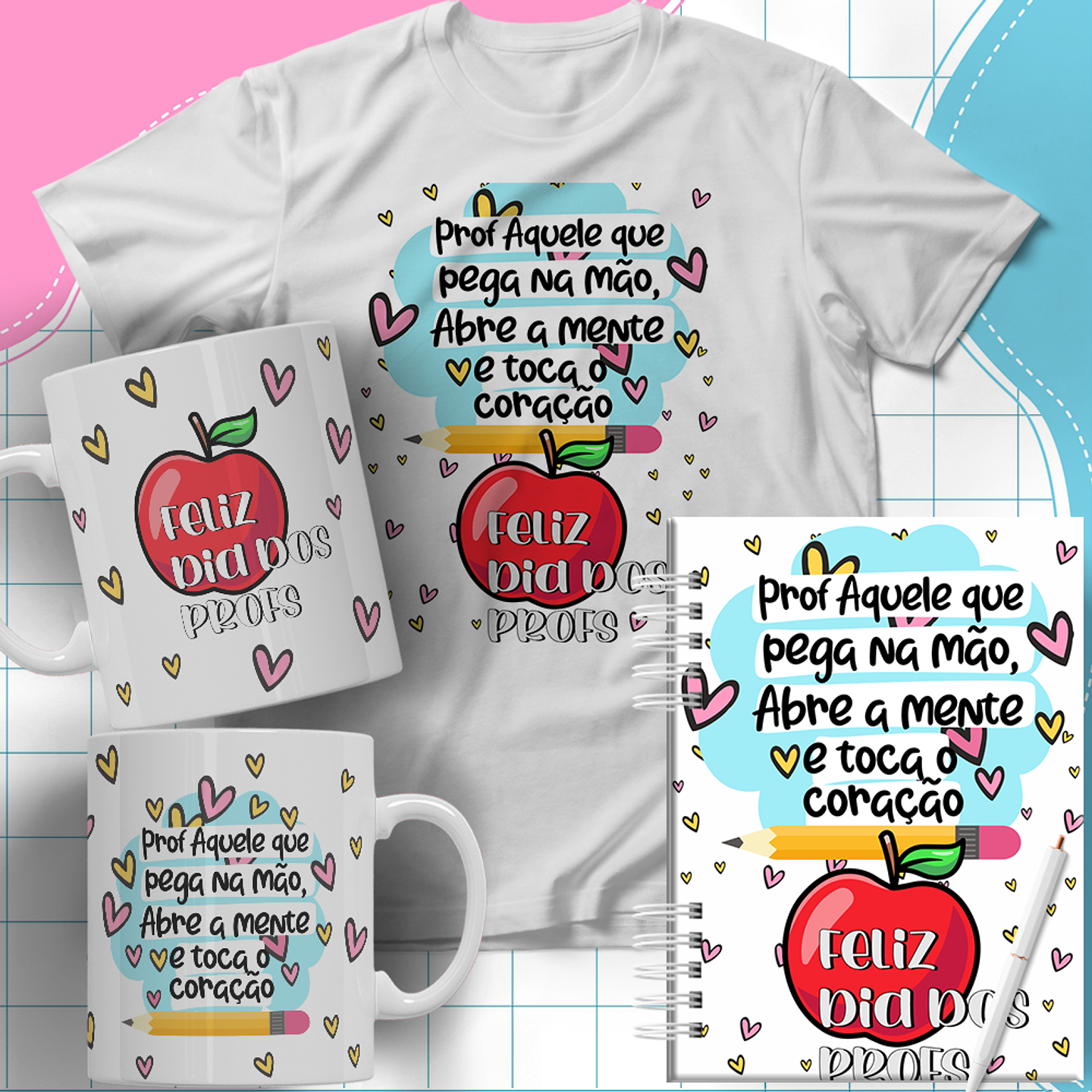 20 Arte para Caneca Camisa e Capa Agenda Dia dos Professores Arquivo Editável 9