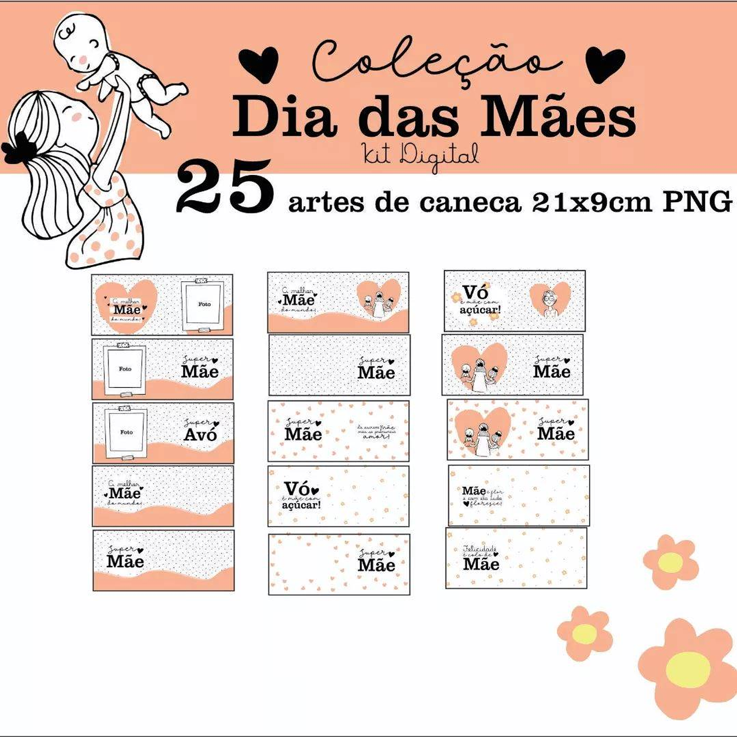 25 Arte para Caneca Dia das Mães Arquivo em Png 3