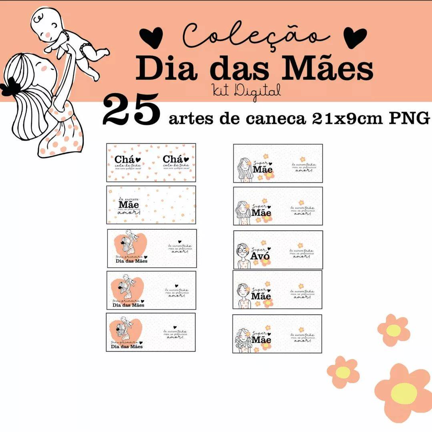 25 Arte para Caneca Dia das Mães Arquivo em Png 4