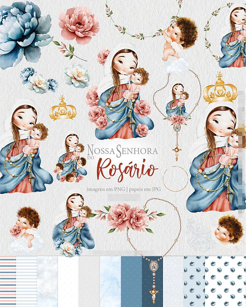 Kit Digital Nossa Senhora do Rosário em Png