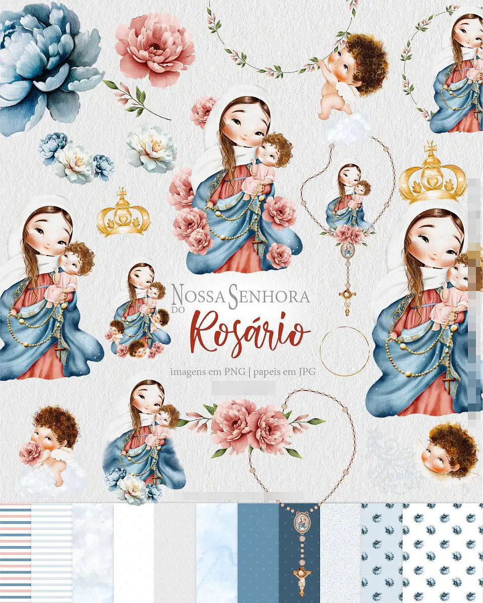 Kit Digital Nossa Senhora do Rosário em Png 1