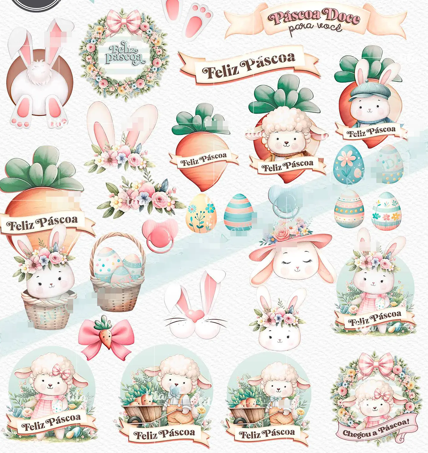 Kit Digital Páscoa Cut Bunnies em Png   4