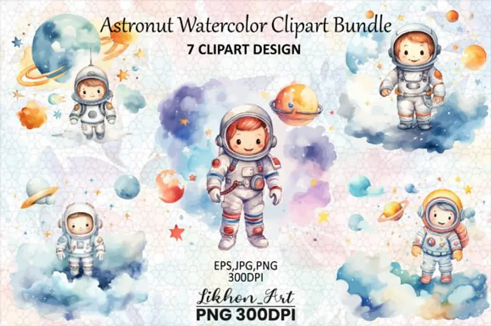 Kit Digital Mega Pacote Astronauta em Png 3