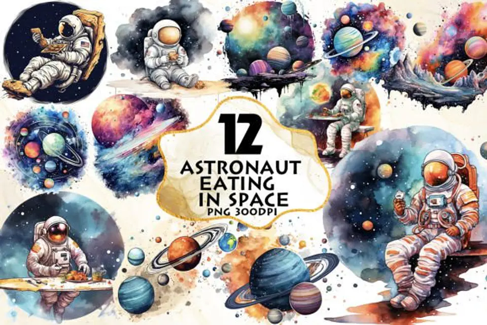 Kit Digital Mega Pacote Astronauta em Png 4