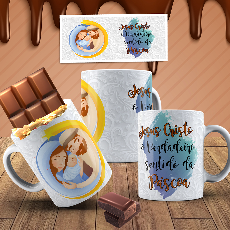 7 Arte para Caneca Páscoa Cristã Arquivo em Jpg 4