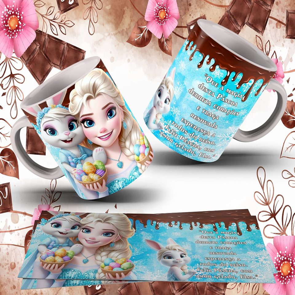 13 Arte para Caneca Páscoa Princesas da Disney Arquivo Editável  1