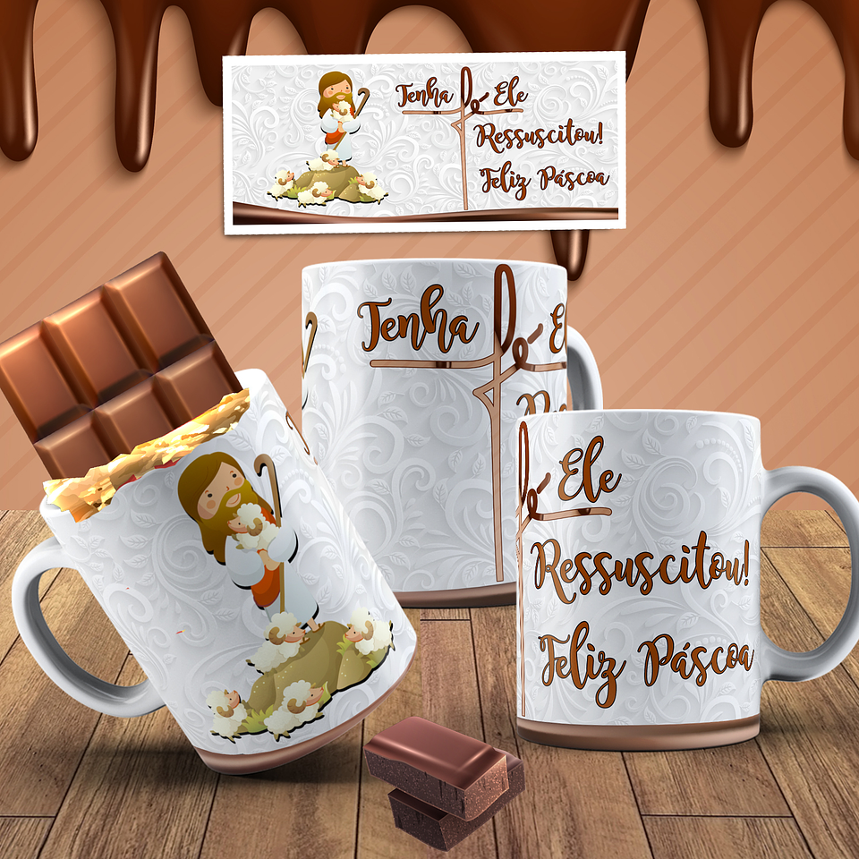 7 Arte para Caneca Páscoa Cristã Arquivo em Jpg 5