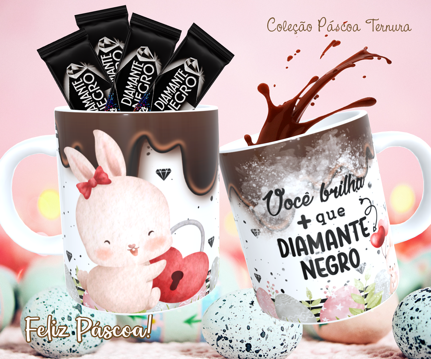 30 Arte para Caneca e Almofada Páscoa Cute Arquivo Editável 1