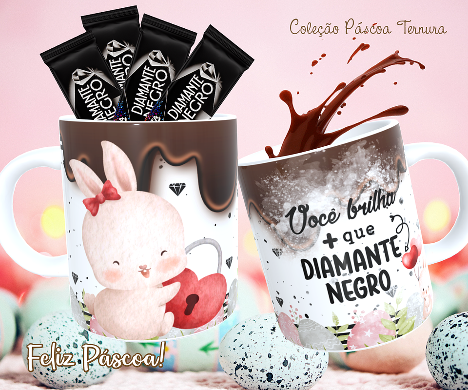 30 Arte para Caneca e Almofada Páscoa Cute Arquivo Editável 1