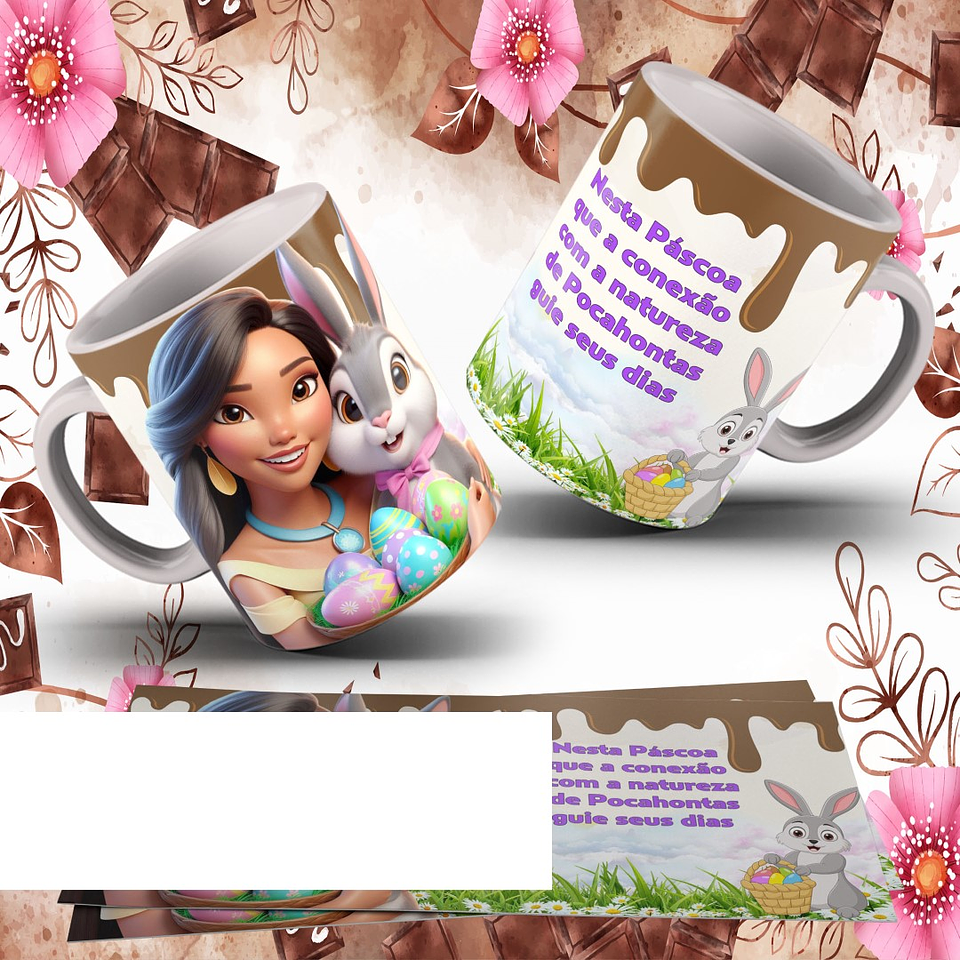 13 Arte para Caneca Páscoa Princesas da Disney Arquivo Editável  11