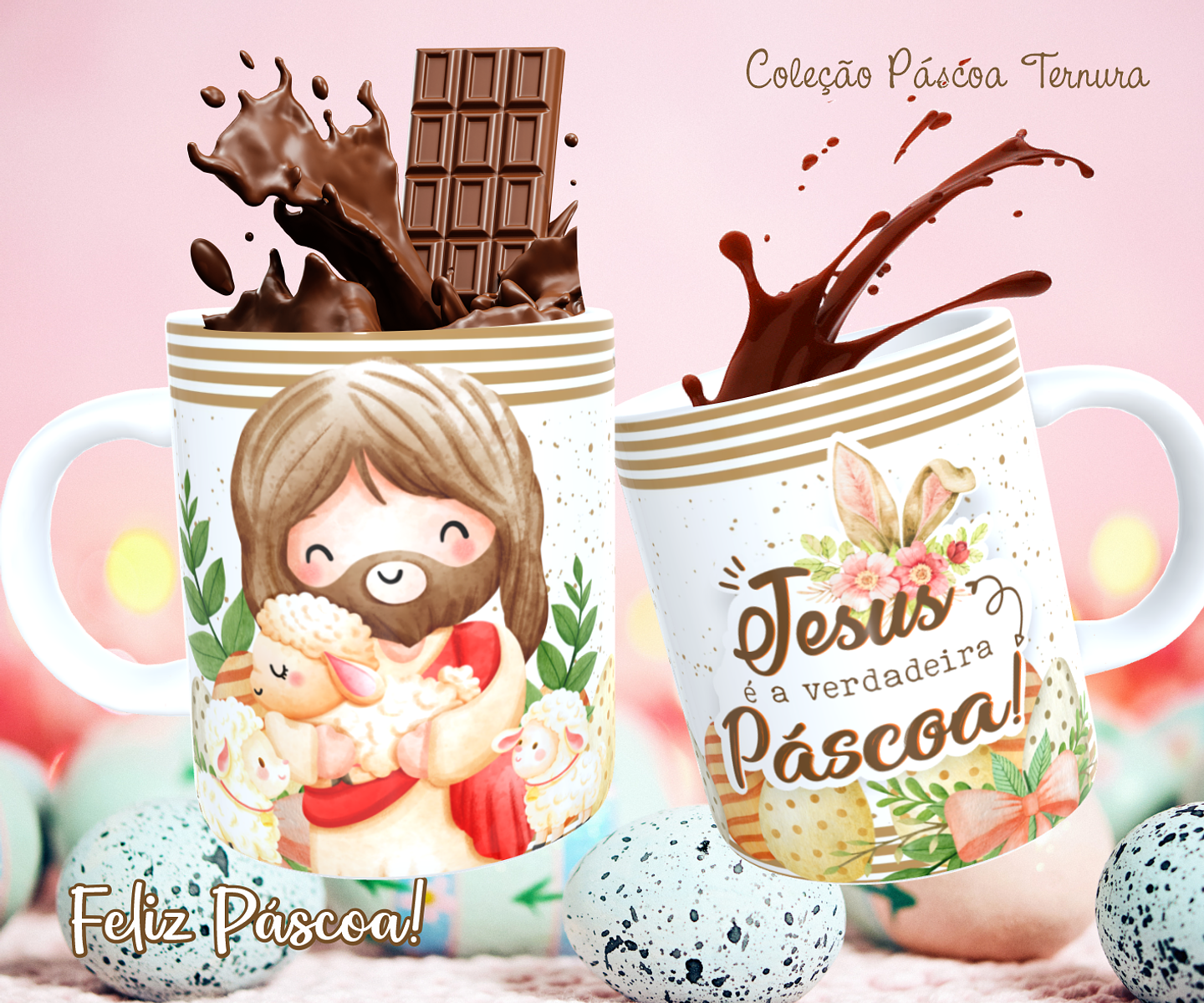 30 Arte para Caneca e Almofada Páscoa Cute Arquivo Editável 3