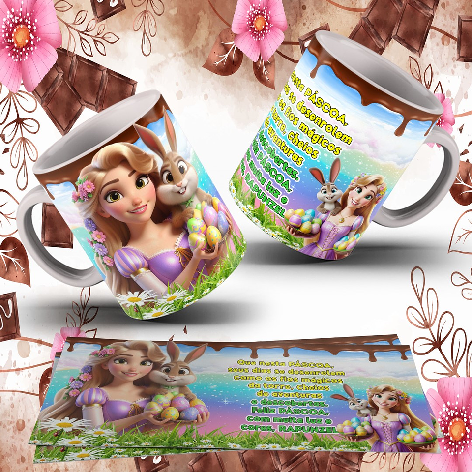 13 Arte para Caneca Páscoa Princesas da Disney Arquivo Editável  12