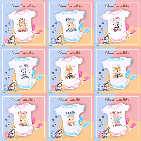 36 Arte para Caneca Almofada e Body Páscoa Baby Arquivo Editável 