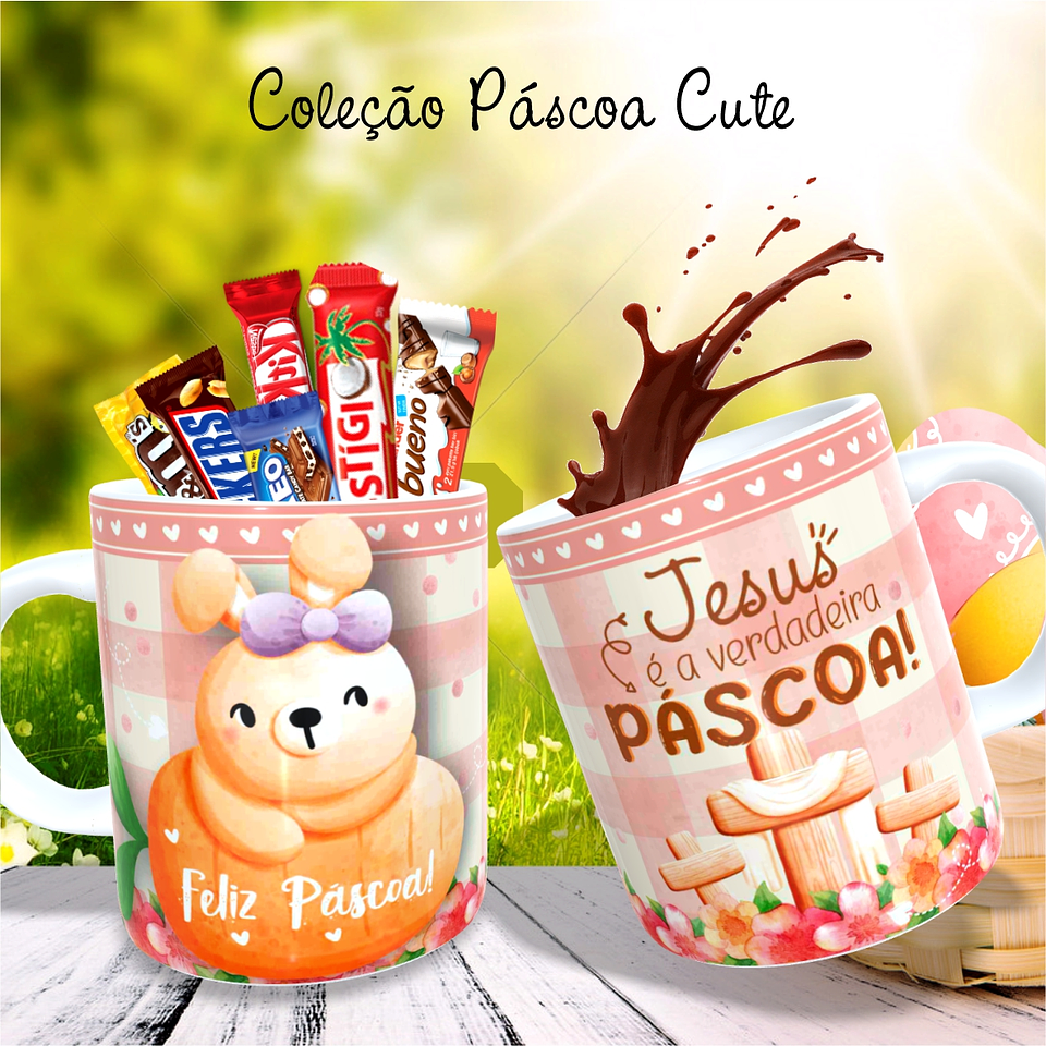30 Arte para Caneca Almofada e Body Páscoa Cute Arquivo Editável 7