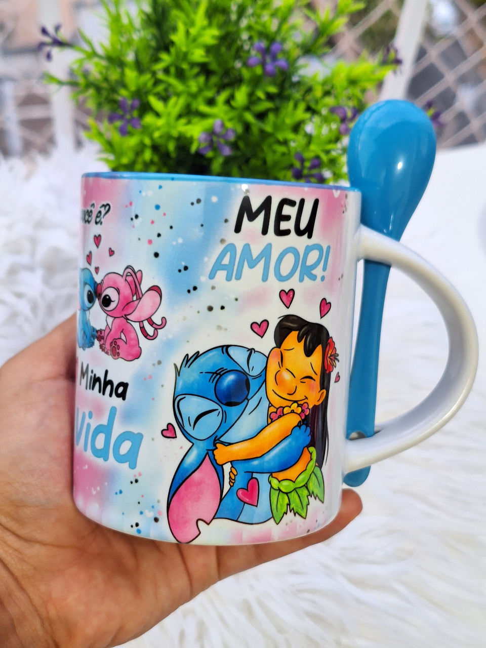 Artes Caneca Sabia que eu amo você? Sabe oque você é? Cê é meu amor, Minha vida Stitch Arquivo em Jpg 3