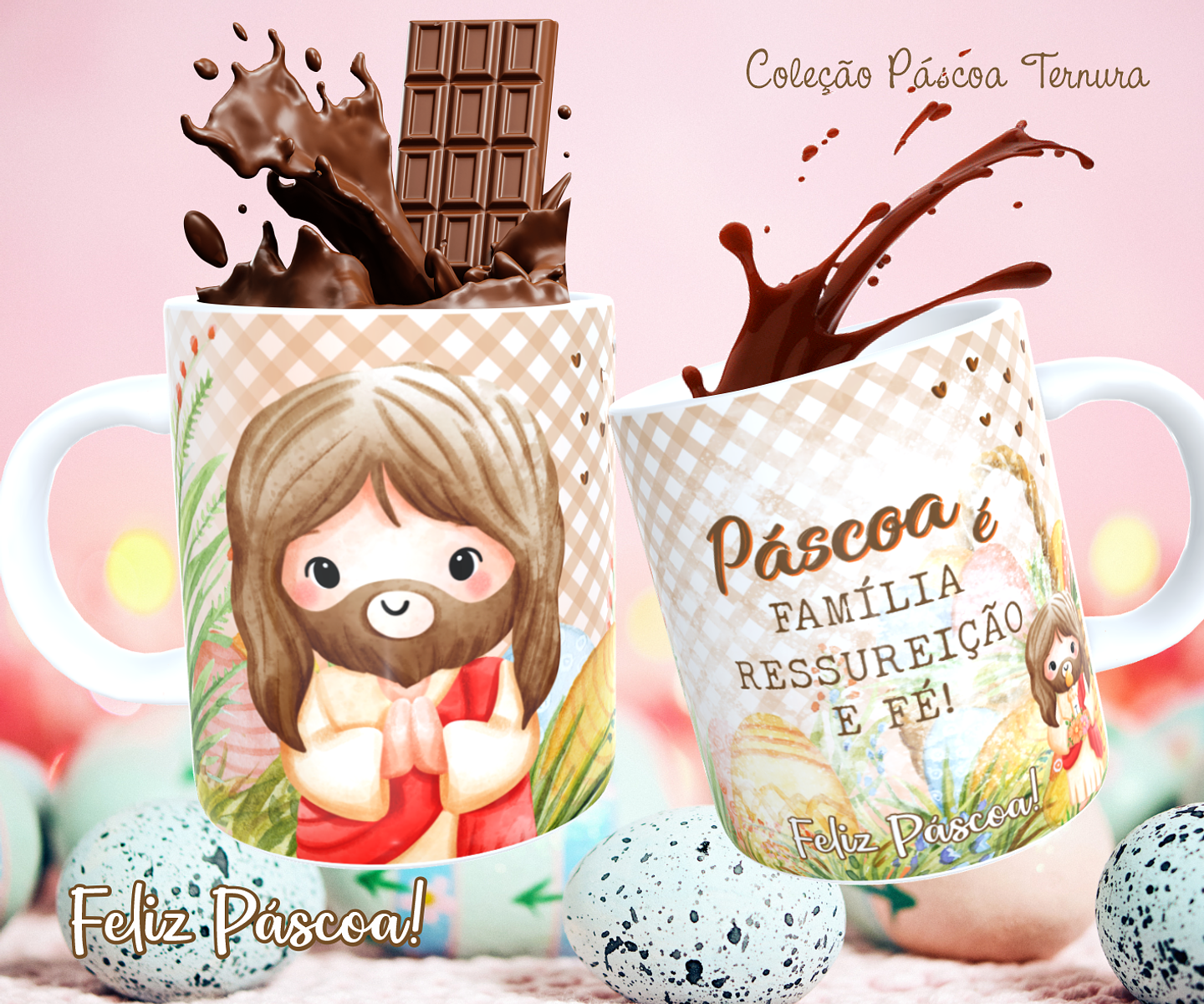 30 Arte para Caneca e Almofada Páscoa Cute Arquivo Editável 6