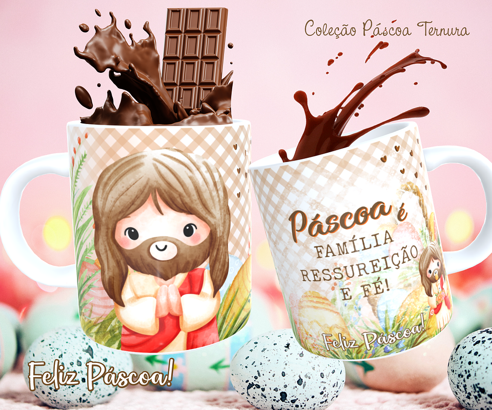 30 Arte para Caneca e Almofada Páscoa Cute Arquivo Editável 6