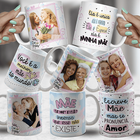 44 Artes para Caneca, Azulejo e Camisa Dia das Mães Arquivo Editável