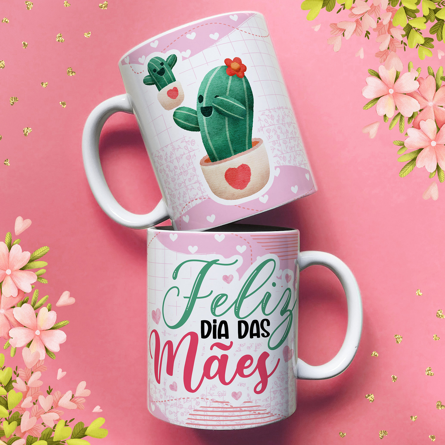 25 Artes para Caneca e Azulejo Dia das Mães Cactos Arquivo em Jpg  4