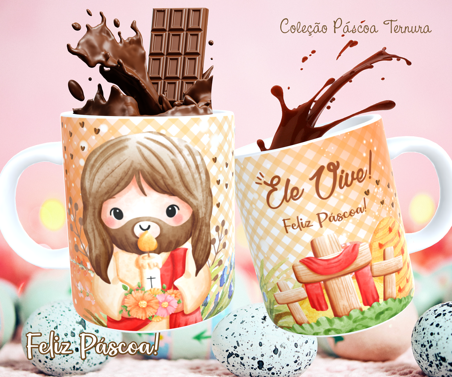 30 Arte para Caneca e Almofada Páscoa Cute Arquivo Editável 7