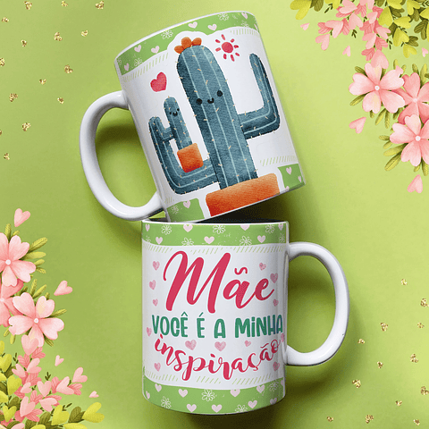 25 Artes para Caneca e Azulejo Dia das Mães Cactos Arquivo em Jpg 