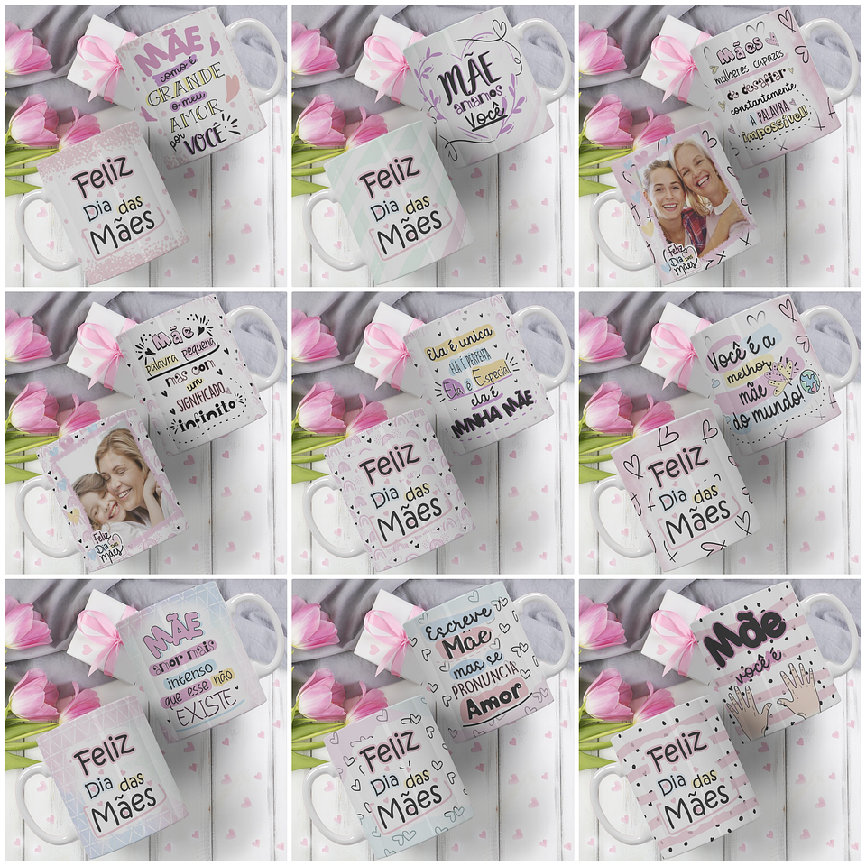 44 Artes para Caneca, Azulejo e Camisa Dia das Mães Arquivo Editável 2