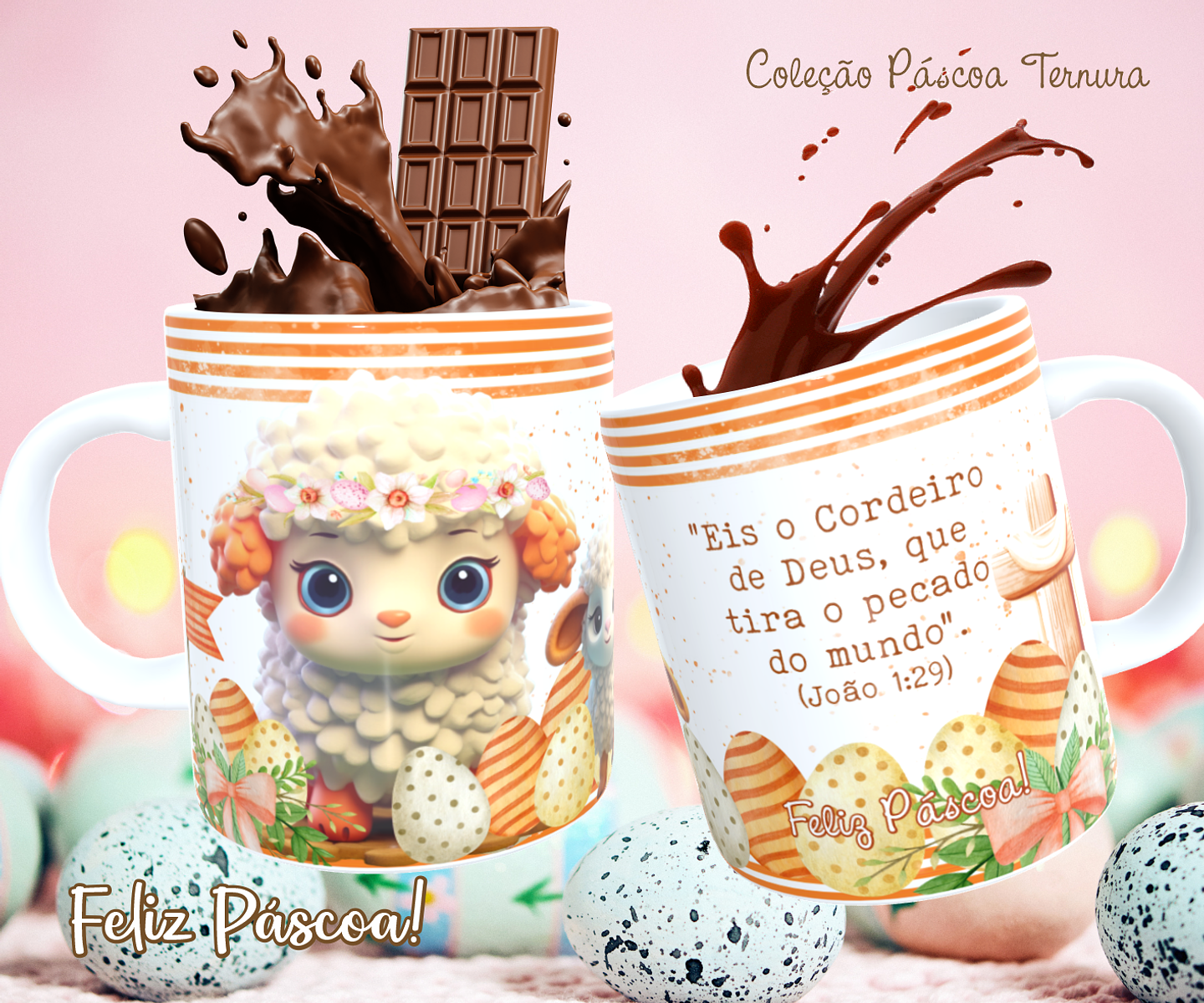 30 Arte para Caneca e Almofada Páscoa Cute Arquivo Editável 9