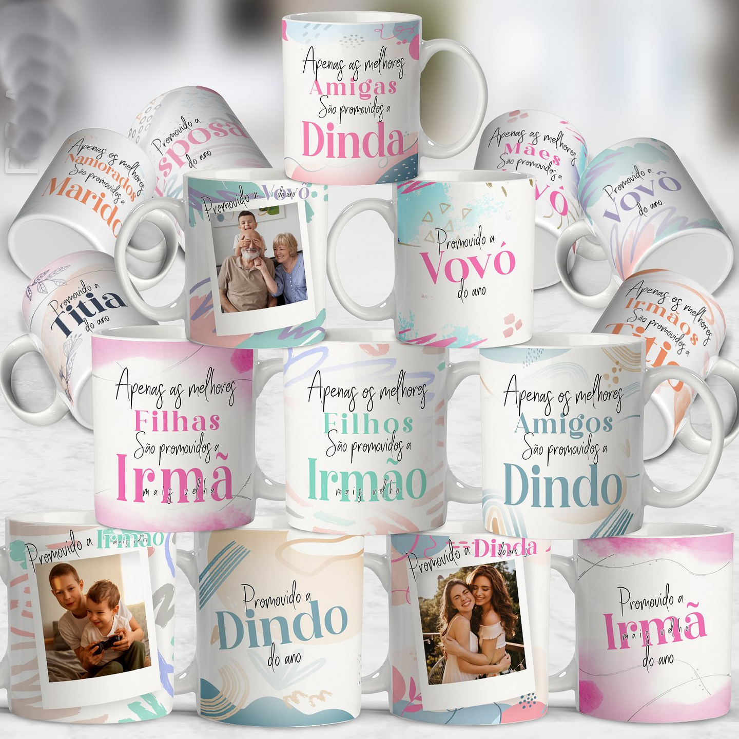 20 Artes para Caneca Promovido Família Arquivo Editável 1