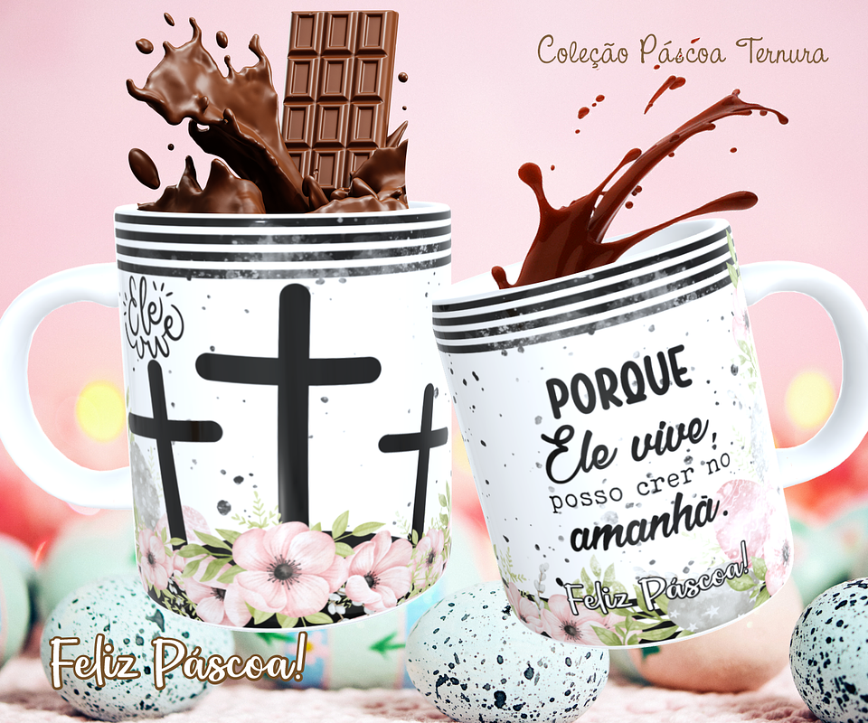 30 Arte para Caneca e Almofada Páscoa Cute Arquivo Editável 11
