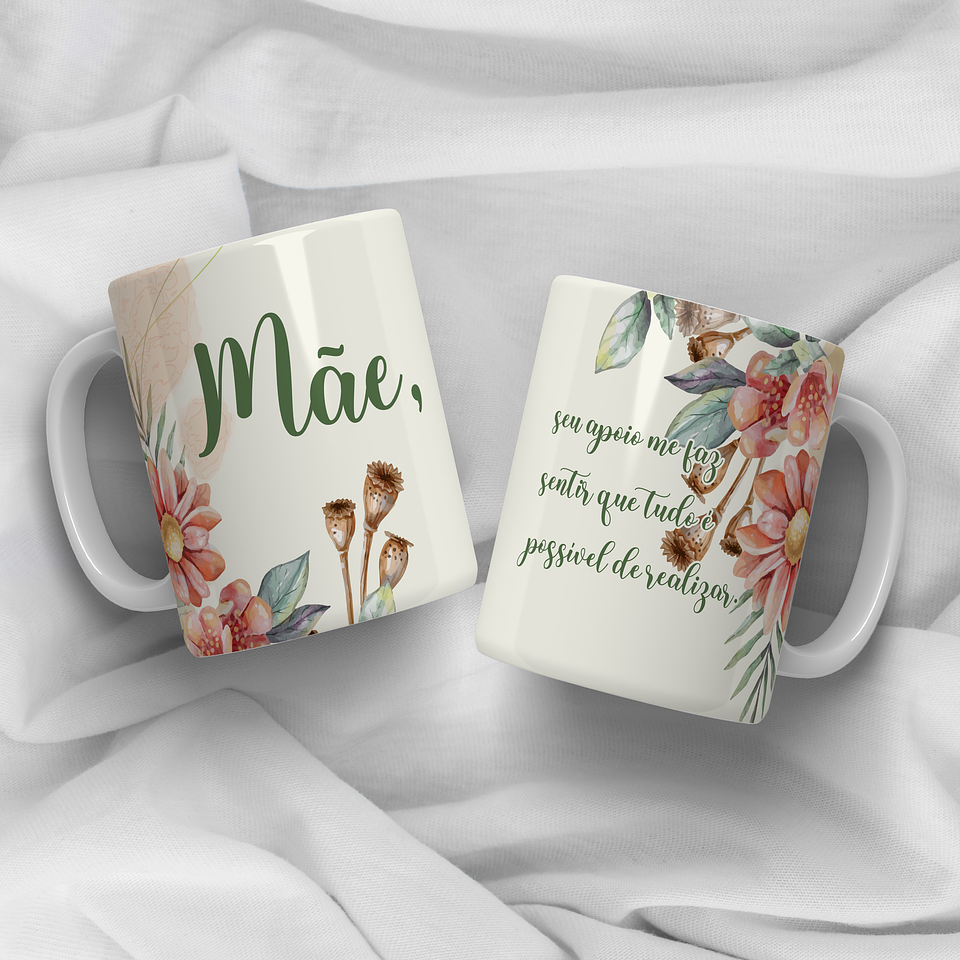 12 Arte para Caneca Dia das Mães Rosas e Flores Arquivo Editável 1