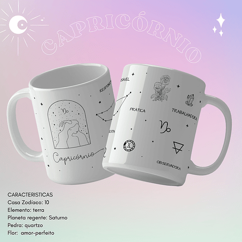 12 Arte para Caneca Signos Arquivo Editável 