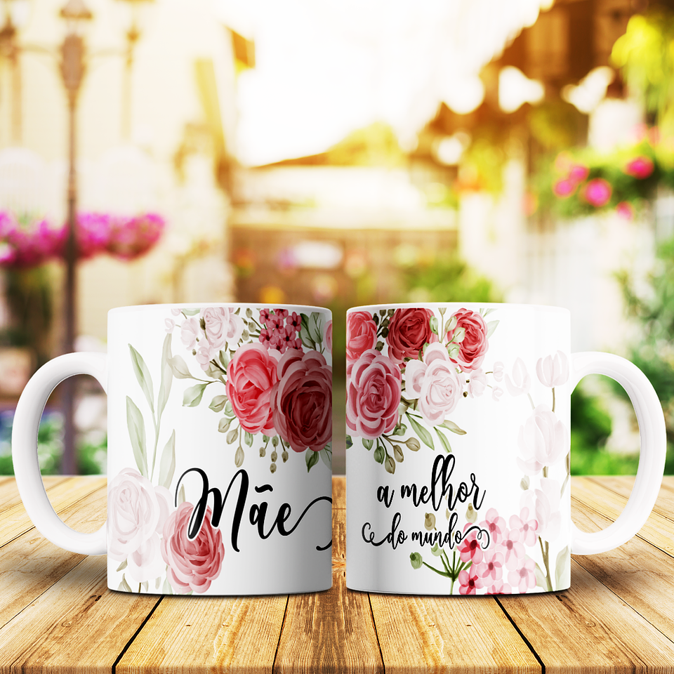 12 Arte para Caneca Dia das Mães Rosas e Flores Arquivo Editável 8