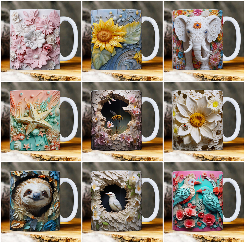 30 Artes para Caneca Animais 3d Arquivo em Jpg 15