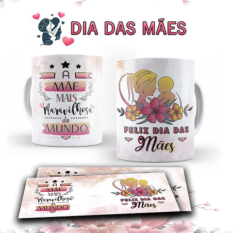 15 Arte para Caneca Dia das Mães Arquivo Editável 