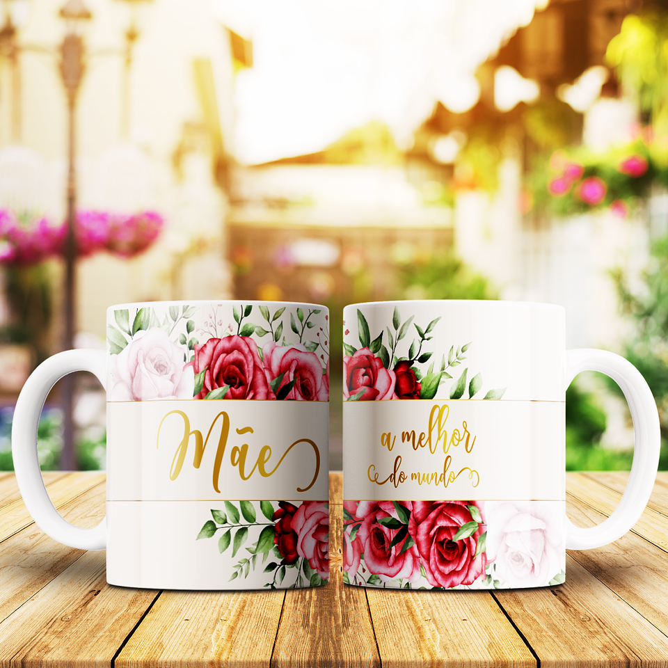 12 Arte para Caneca Dia das Mães Rosas e Flores Arquivo Editável 12