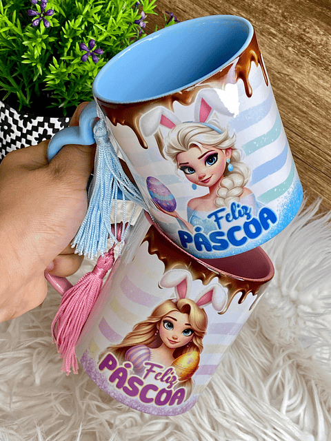 16 Artes para Caneca Páscoa Disney Princesas Arquivo em Png
