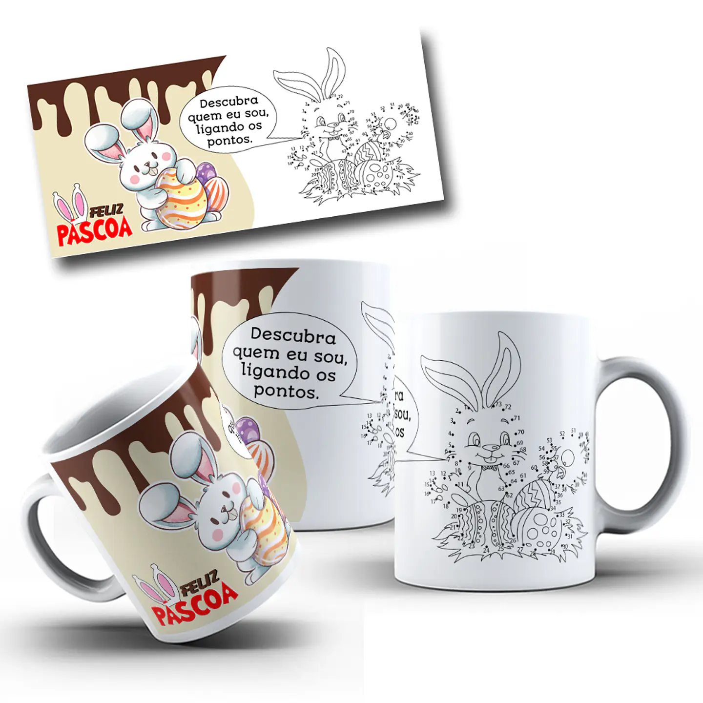 5 Artes para Caneca Coelhinho da Páscoa Arquivo Editável 3