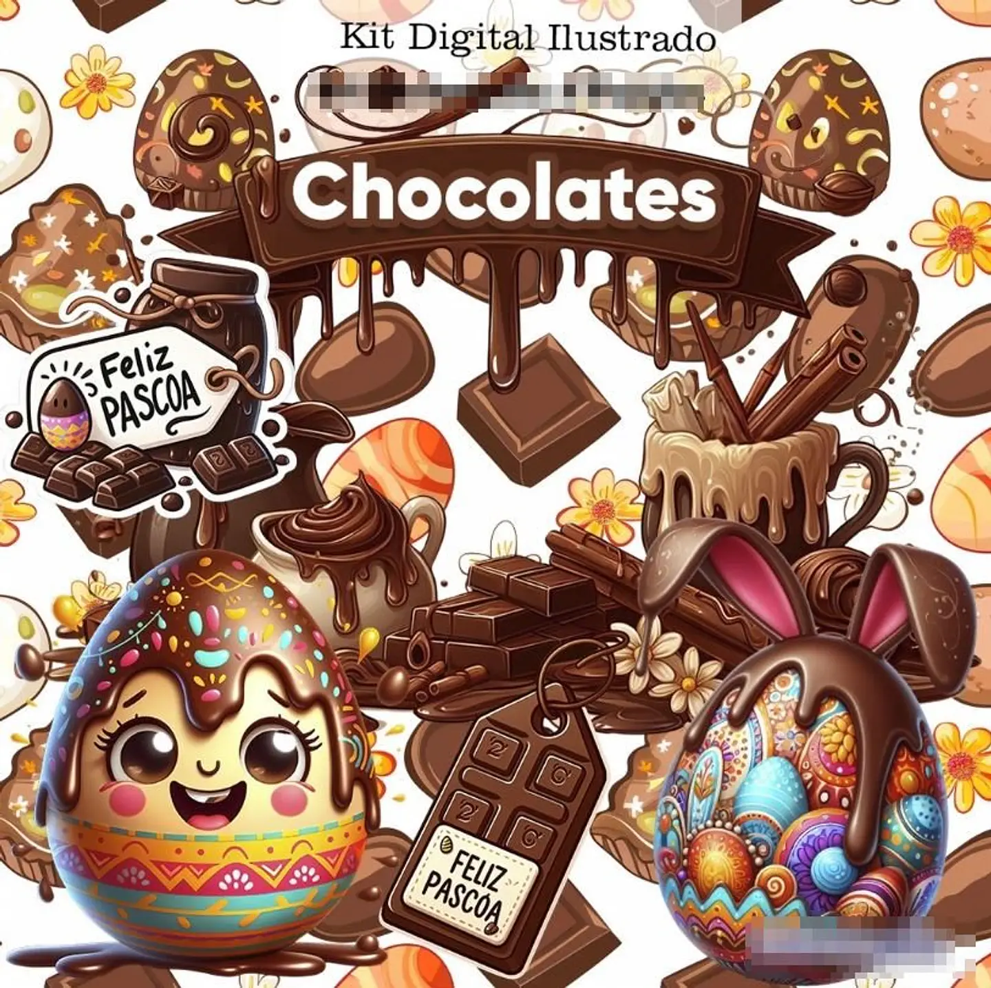 Kit Digital Páscoa Chocolates em Png 1