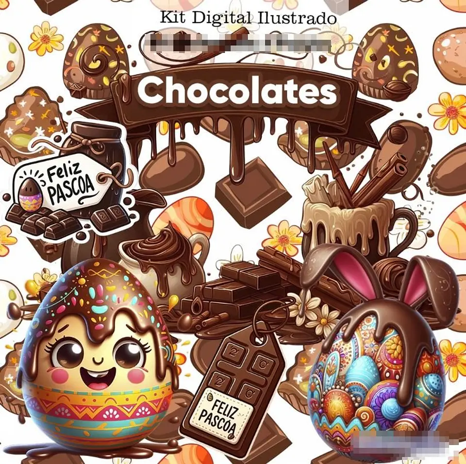 Kit Digital Páscoa Chocolates em Png 1