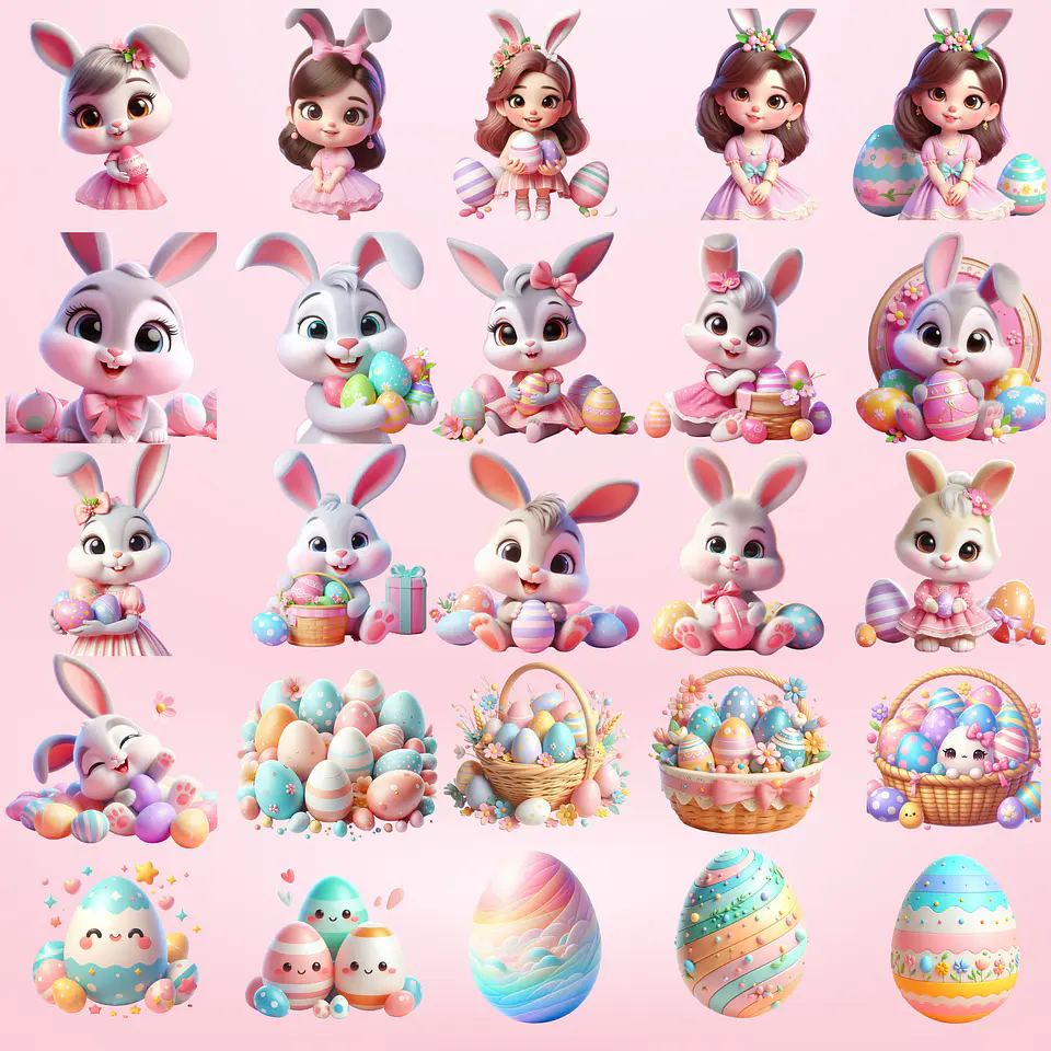 Kit Digital Páscoa Cute em Png  2